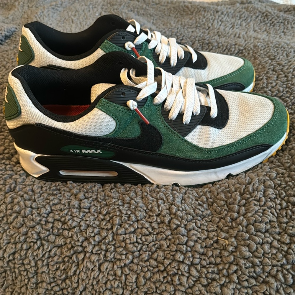 Men’s 12 Nike Air Max 90 Sneakers- green/yellow/black/white- Perfect shape